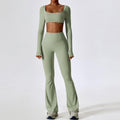 Recycled Square Neck Long Sleeve & Flared Legging Set