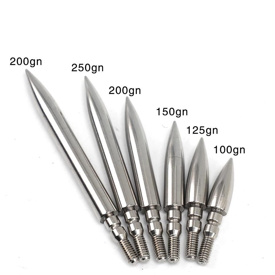 12 pack of precision threaded stainless steel target practice arrow heads 100 to 300 grains