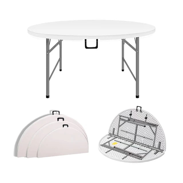 Stylish Round Plastic Foldable Table - 4ft/120cm Outdoor Picnic Table