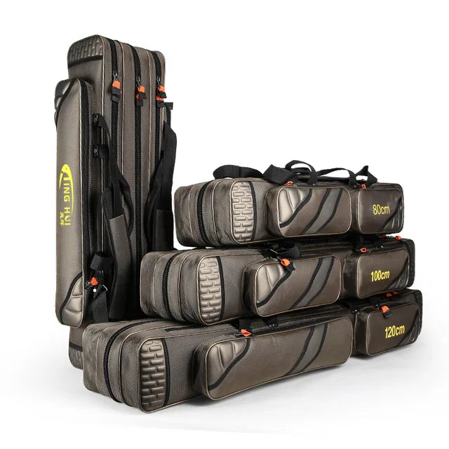 Waterproof Oxford Fishing Rod Bag - Multi-Function Storage
