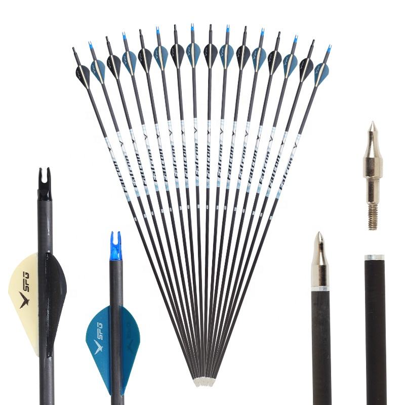 Detailed view of carbon arrow shaft construction showing straightness and durability for compound bows