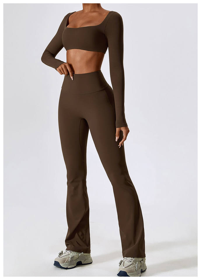 Recycled Square Neck Long Sleeve & Flared Legging Set
