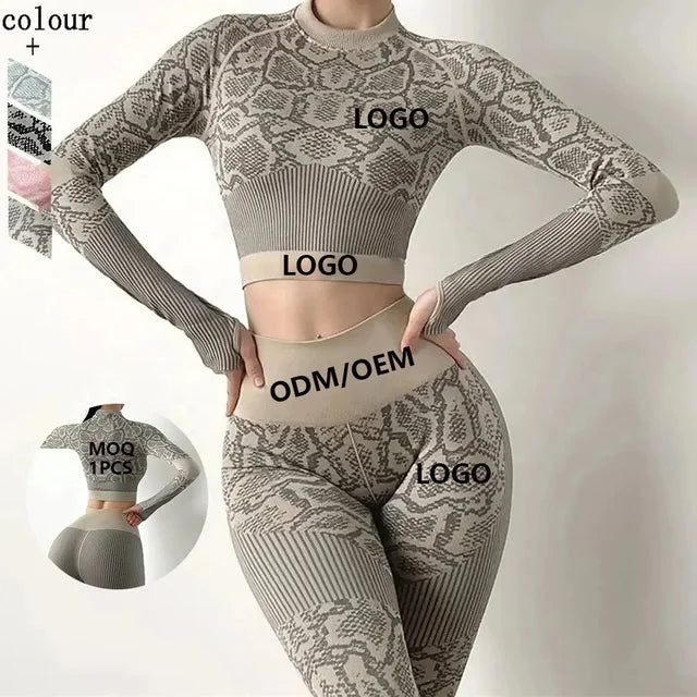 Seamless Snake Print Yoga Suit - High Waist Performance Set